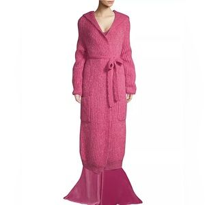 Max Mara Ovada Long Ribbed Mohair Belted Cardigan